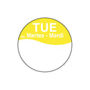 1100312 - Tuesday 25mm Trilingual Circle Label DuraMark DayMark 1000 labels per roll.