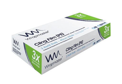Wrapmaster PE Cling Film Refill Rolls 45cm x 300m (Pack of 3) 18C68 *Can Be Recycled* - Catering Safe