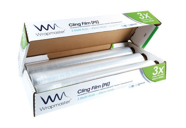 Wrapmaster PE Cling Film Refill Rolls 45cm x 300m (Pack of 3) 18C68 *Can Be Recycled* - Catering Safe