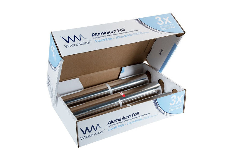 Wrapmaster Aluminium Foil Refill 30cm x 90m (Pack of 3) 24C54 for use in 3000 and Compact 1500 dispenser - Catering Safe