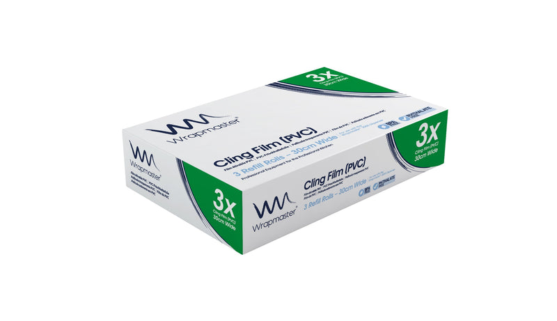 Wrapmaster Cling Film (PVC) Refill 30cm x 300m (Pack of 3) 31C80 (For use in the 3000 dispenser) - Catering Safe