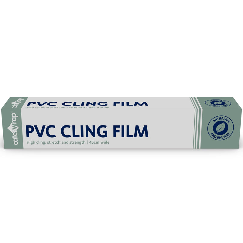 32C09- Caterwrap Cling Film (PVC) 45CM x 300M in Cutter Box - Catering Safe