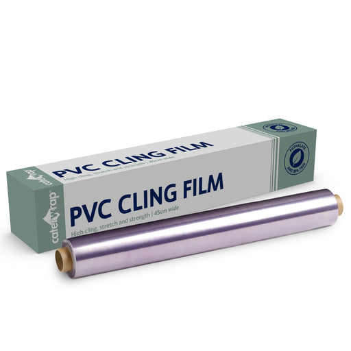 32C09- Caterwrap Cling Film (PVC) 45CM x 300M in Cutter Box - Catering Safe
