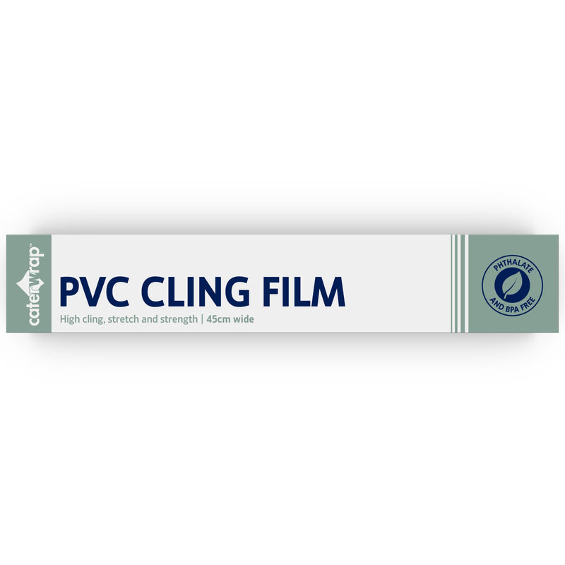 32C09- Caterwrap Cling Film (PVC) 45CM x 300M in Cutter Box - Catering Safe