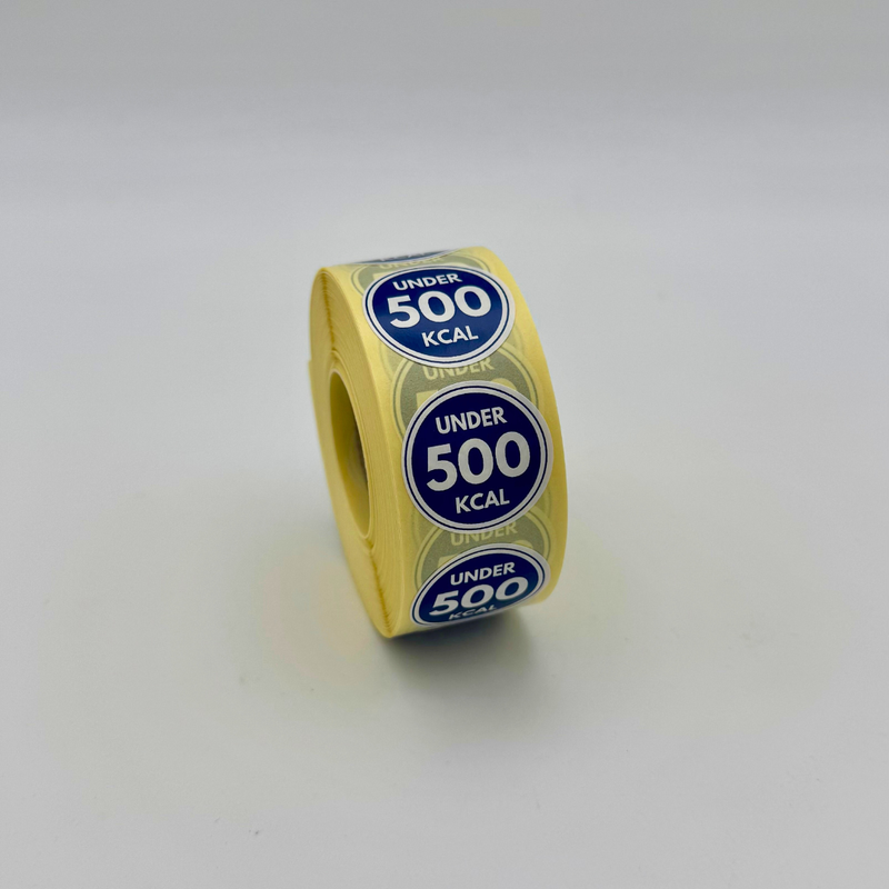 25mm Under 500 Calories Stickers – Nutritional Labels (1000 per Roll)