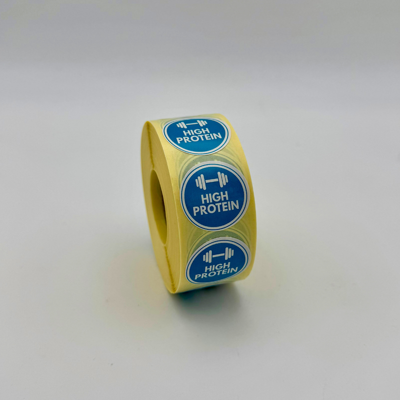 25mm High Protein Stickers – Nutritional Labels (1000 per Roll)