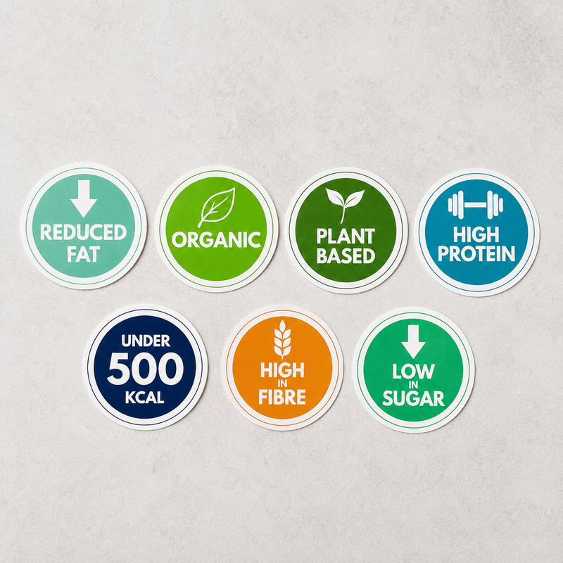 25mm Organic Stickers – Nutritional Labels (1000 per Roll)