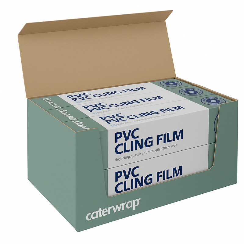 32C09- Caterwrap Cling Film (PVC) 45CM x 300M in Cutter Box - Catering Safe