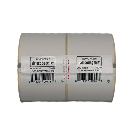Removable DateCodeGenie Thermal Labels 50mm x 50mm (2″ x 2″) 750 labels per roll PK2 DCG-R22-2 - Catering Safe