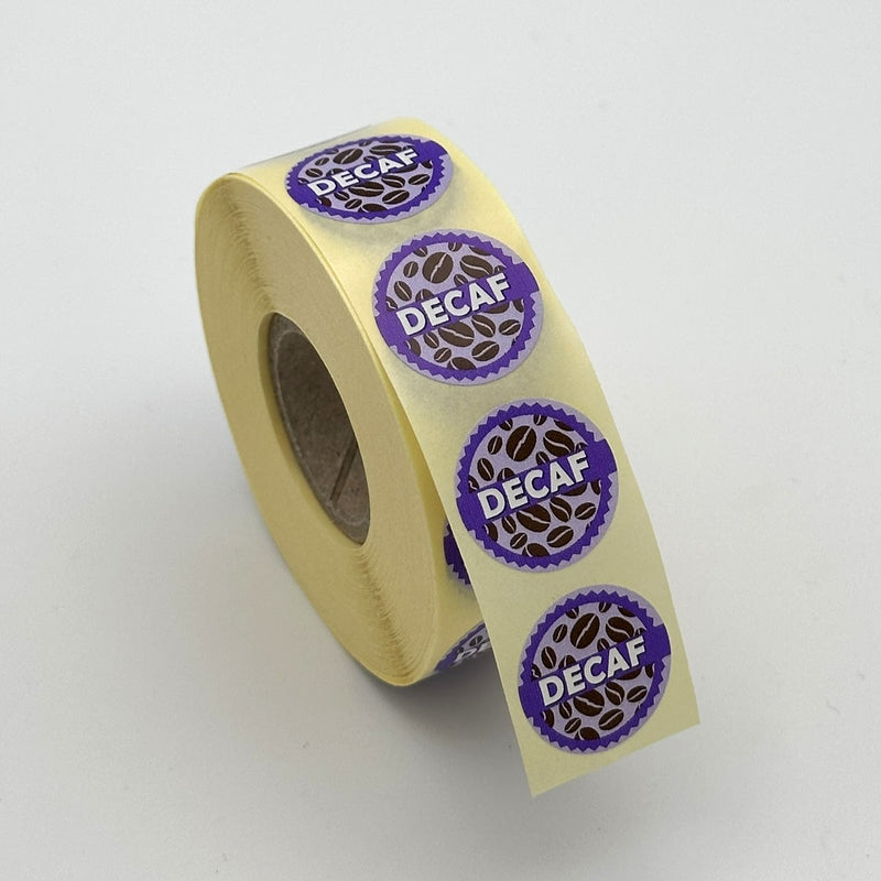 Decaf Coffee Shop Barista Labels 20mm 1000 labels per rolls - Catering Safe