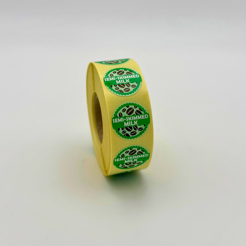 Semi Skimmed Milk Coffee Shop Barista Labels 20mm 1000 labels per roll