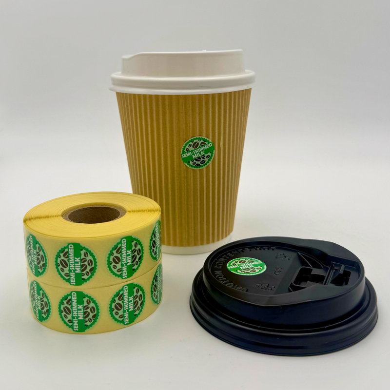 Semi Skimmed Milk Coffee Shop Barista Labels 20mm 1000 labels per roll