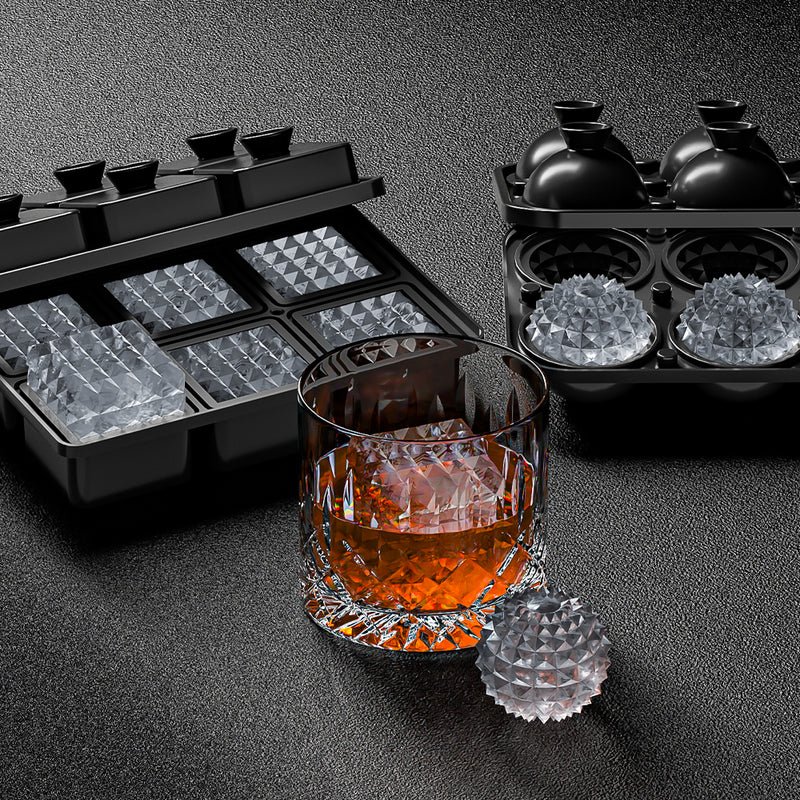 Silicone 6 Grid Diamond Shaped Ice Cube ball Molds Reusable Ice cube ball maker Round Silicone Ice Cube Mold