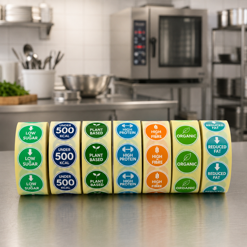 25mm Organic Stickers – Nutritional Labels (1000 per Roll)