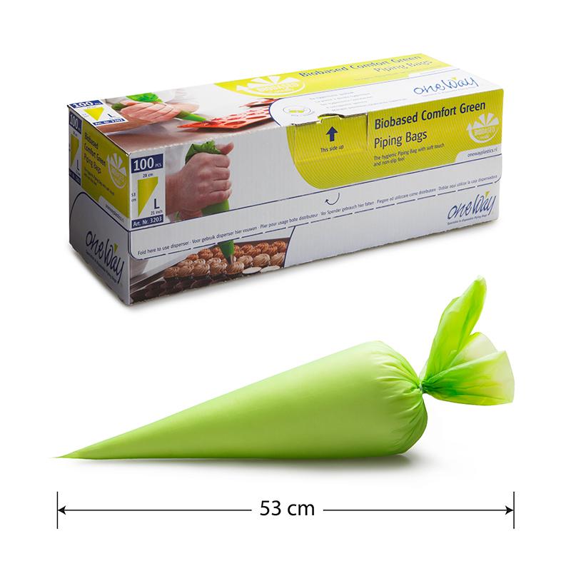 Biobased Comfort Green Piping Bags - 100% recyclable - Catering Safe