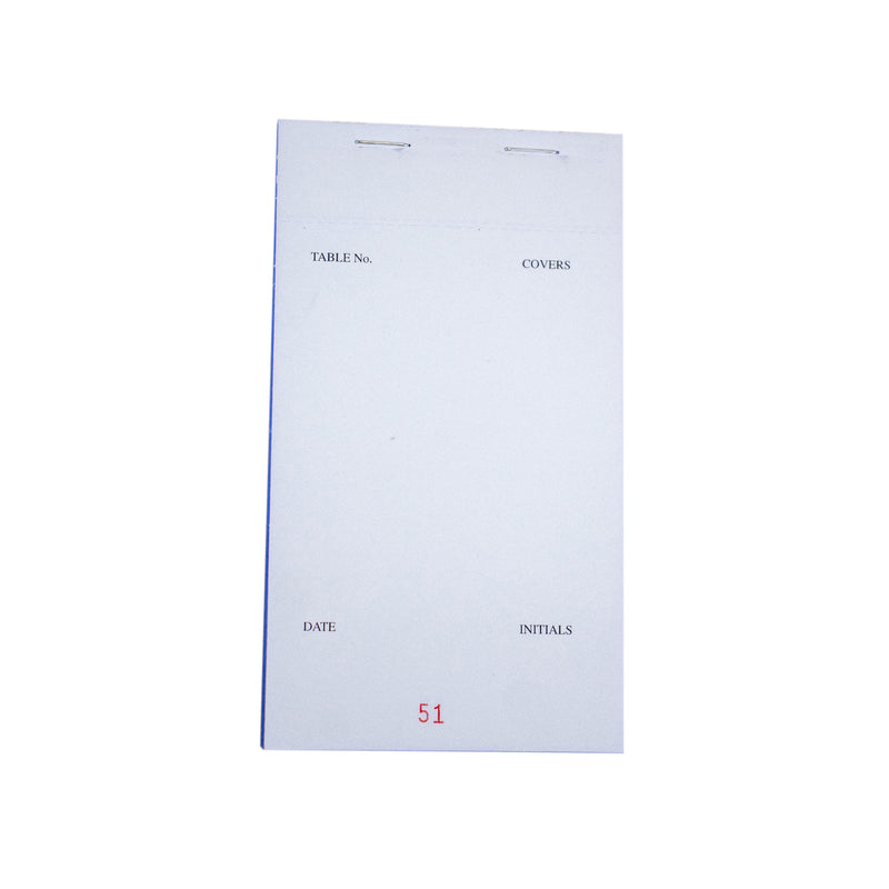 Two part carbonless white order pad 100 pads (93mm x 165mm) (3.65"x6.5") - Catering Safe