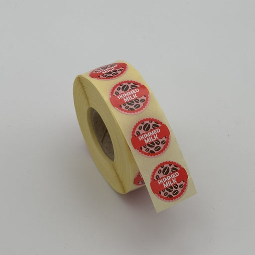 Skimmed Milk Coffee Shop Barista Labels 20mm 1000 labels per roll - Catering Safe