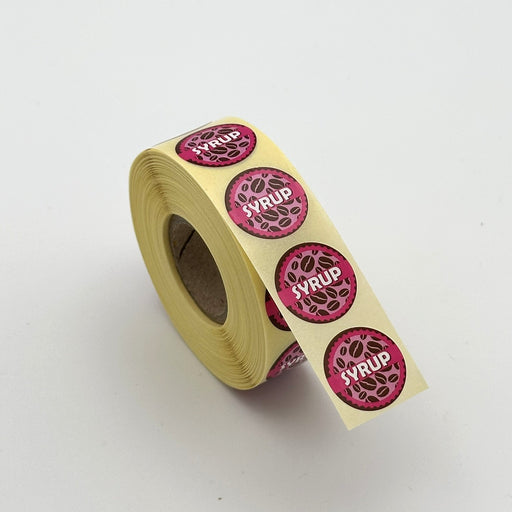 Syrup Coffee Shop Barista Labels 20mm 1000 labels per roll - Catering Safe
