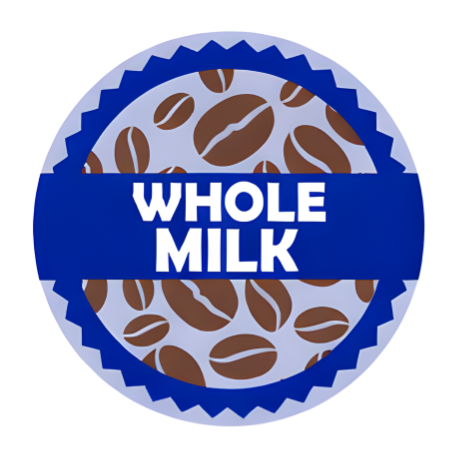 Whole Milk Coffee Shop Barista Labels 20mm 1000 labels per roll - Catering Safe