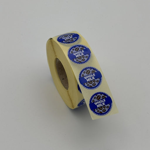 Whole Milk Coffee Shop Barista Labels 20mm 1000 labels per roll - Catering Safe