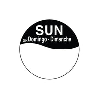 1100317 - Sunday 25mm Trilingual Circle Label DuraMark DayMark - Catering Safe