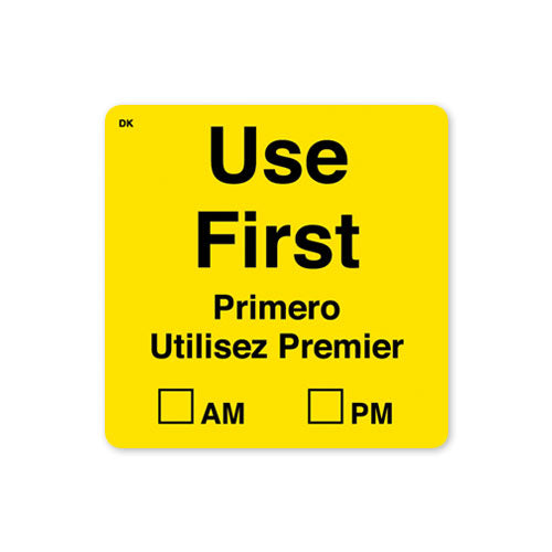 110068 Use First 51mm x 51mm Yellow Label DuraMark - Catering Safe