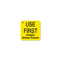 110083 Use First 25mm x 25mm Yellow Label DuraMark - Catering Safe