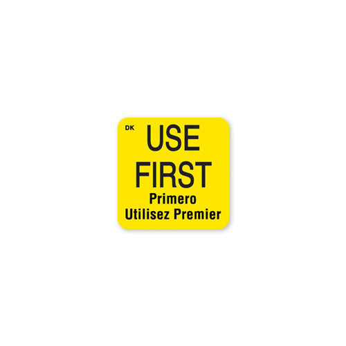 110083 Use First 25mm x 25mm Yellow Label DuraMark - Catering Safe