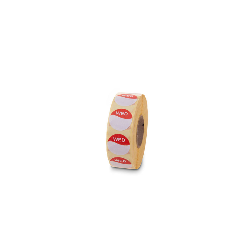 CV19CBZ - 19mm Circle Day Dots Half/Half DuraMark Clearview DISPENSER Kit all (7 days 1000 labels per roll) daydot - Catering Safe