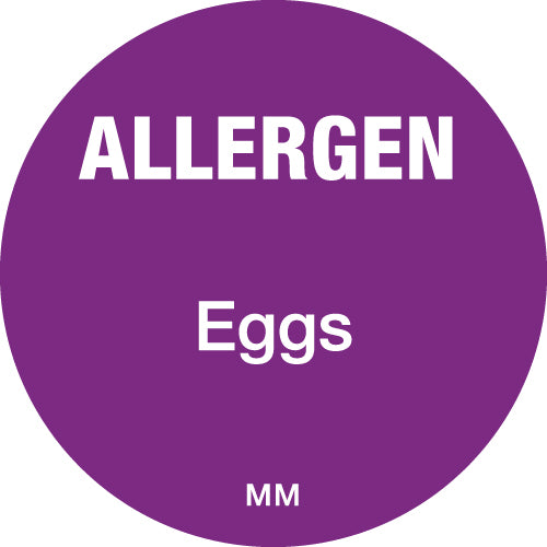 116138 - Daymark 25mm Circle Purple Allergen Eggs Labels - Catering Safe