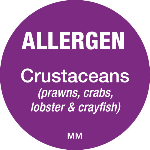 116140 - Daymark 25mm Circle Purple Crustaceans Allergen Label - Catering Safe