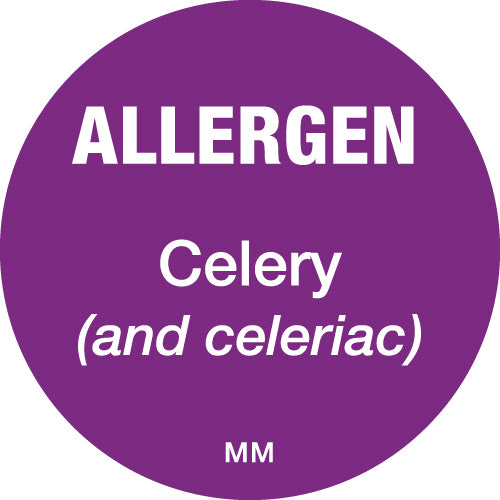 116142 - Daymark 25mm Circle Purple Allergen Celery Labels - Catering Safe