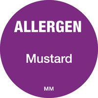 116143 - Daymark 25mm Circle Purple Allergen Mustard Labels - Catering Safe