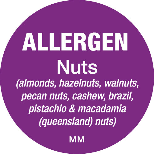 116144 - Daymark 25mm Circle Purple Allergen Nuts Labels - Catering Safe