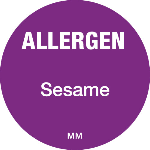 116145 - Daymark 25mm Circle Purple Allergen Sesame Labels - Catering Safe