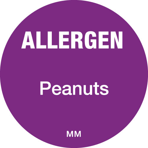 116146 - Daymark 25mm Circle Purple Allergen Peanuts Labels - Catering Safe