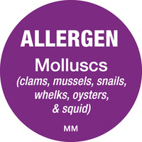 116147 - Daymark 25mm Circle Purple Allergen Molluscs Labels - Catering Safe