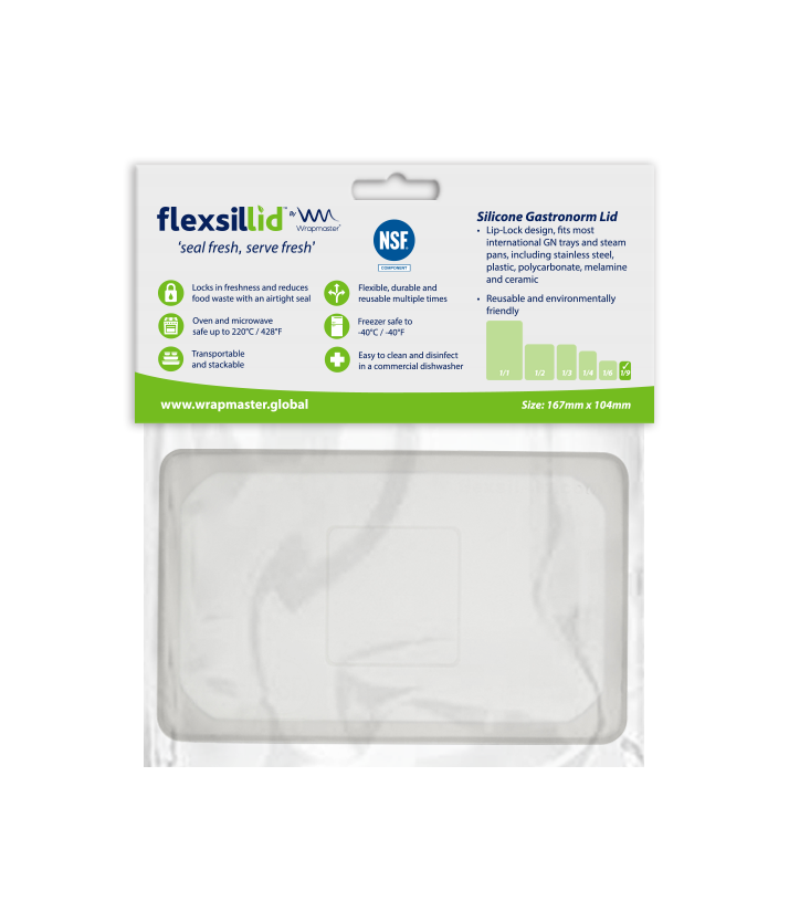 118629 - Flexsil lid  Gastronorm Silicone Clear lid 1/9 Ninth Pan - Catering Safe