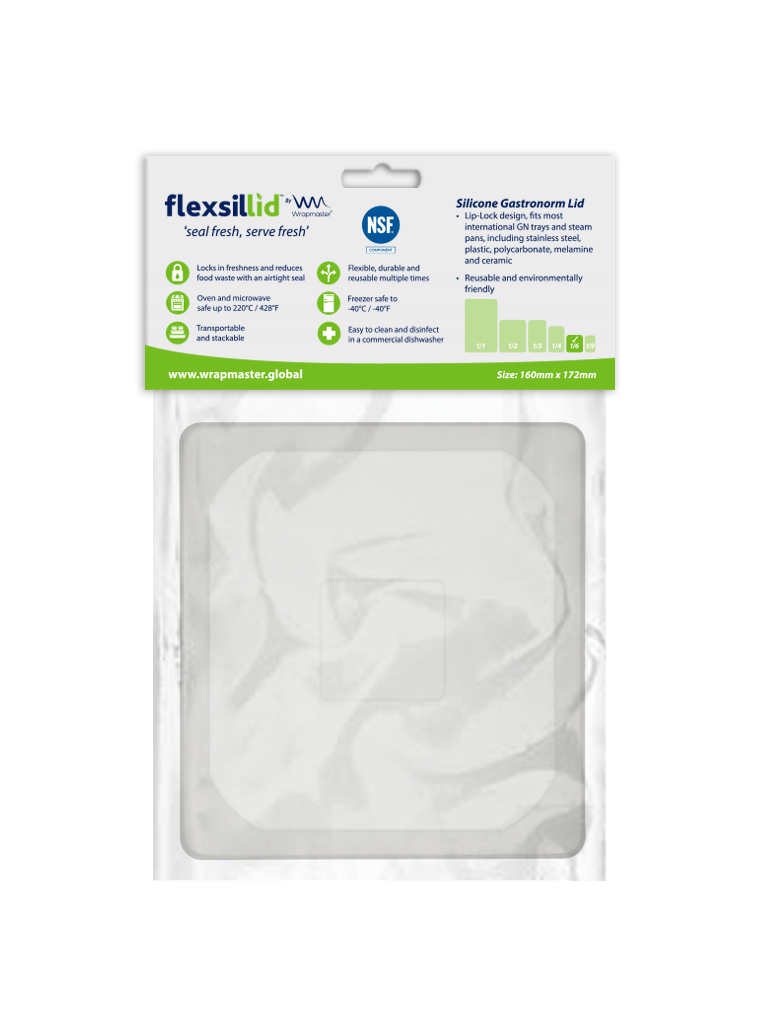 118628 - Flexsil lid  Gastronorm Silicone Clear lid 1/6 Sixth Pan - Catering Safe