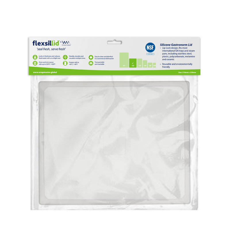 118624 - Flexsil lid  Gastronorm Silicone Clear lid 1/2 Half Pan - Catering Safe