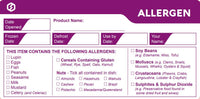 Allergen Storage labels 50mmx100mm displays all Major 14 allergens, (500 labels per roll) QTY Discounts - Catering Safe