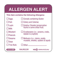 Allergen Label 50 x 50 Allergen alert label, 500 labels per roll