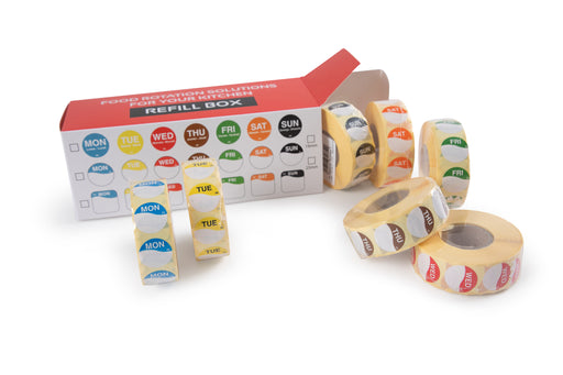 1131997 - Sunday 19mm Circle Label 1000 labels per roll DuraMark DayMark - Catering Safe