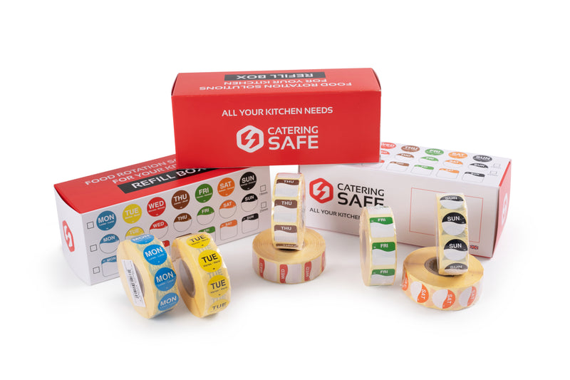 DAYMARK Days of The Week Labels (All 7 Days Included 1000 Labels per roll) Food rotational Labelling, Day dots - Catering Safe