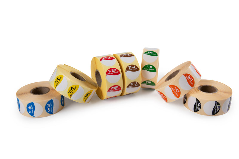 DAYMARK Days of The Week Labels (All 7 Days Included 1000 Labels per roll) Food rotational Labelling, Day dots - Catering Safe