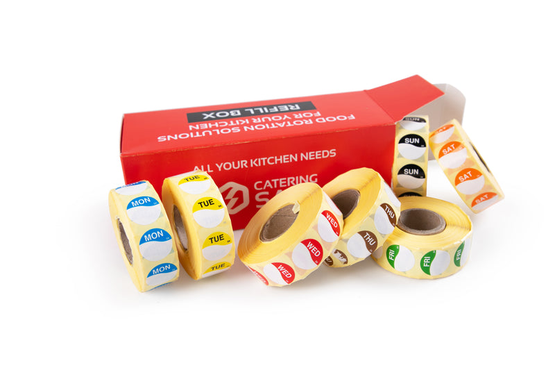 DAYMARK Days of The Week Labels (All 7 Days Included 1000 Labels per roll) Food rotational Labelling, Day dots - Catering Safe