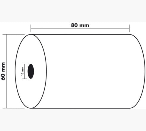 Exacompta Thermal Paper for Receipt Printers, Scales and Other Machines 1 ply 55 g (80x60x12mm) Pack 10 - Catering Safe